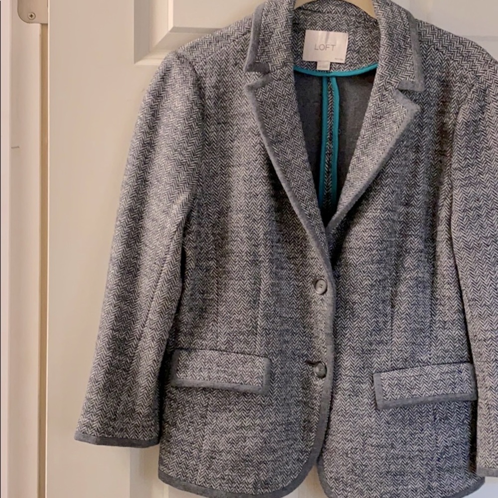 LOFT 3/4 sleeve herringbone blazer
